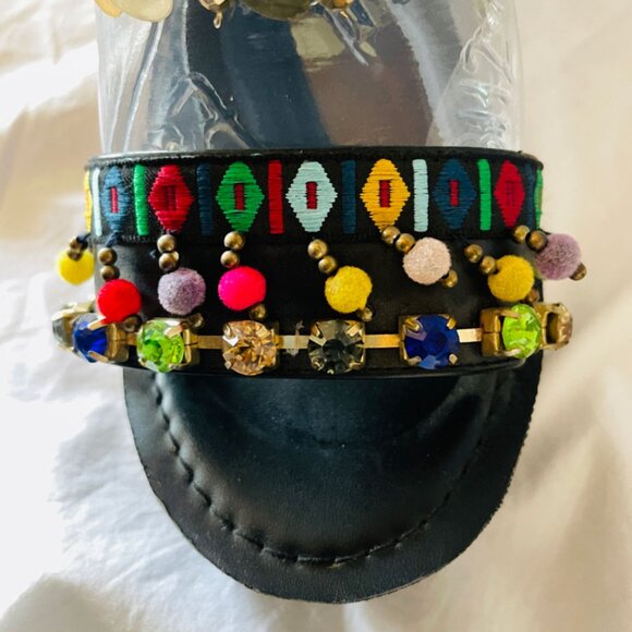 Boho Rhinestone and Beaded Platform Wedge Sandals Size 6 - Picture 5 of 11